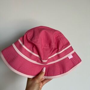 Aritzia Pink Bucket Hat with Stripes